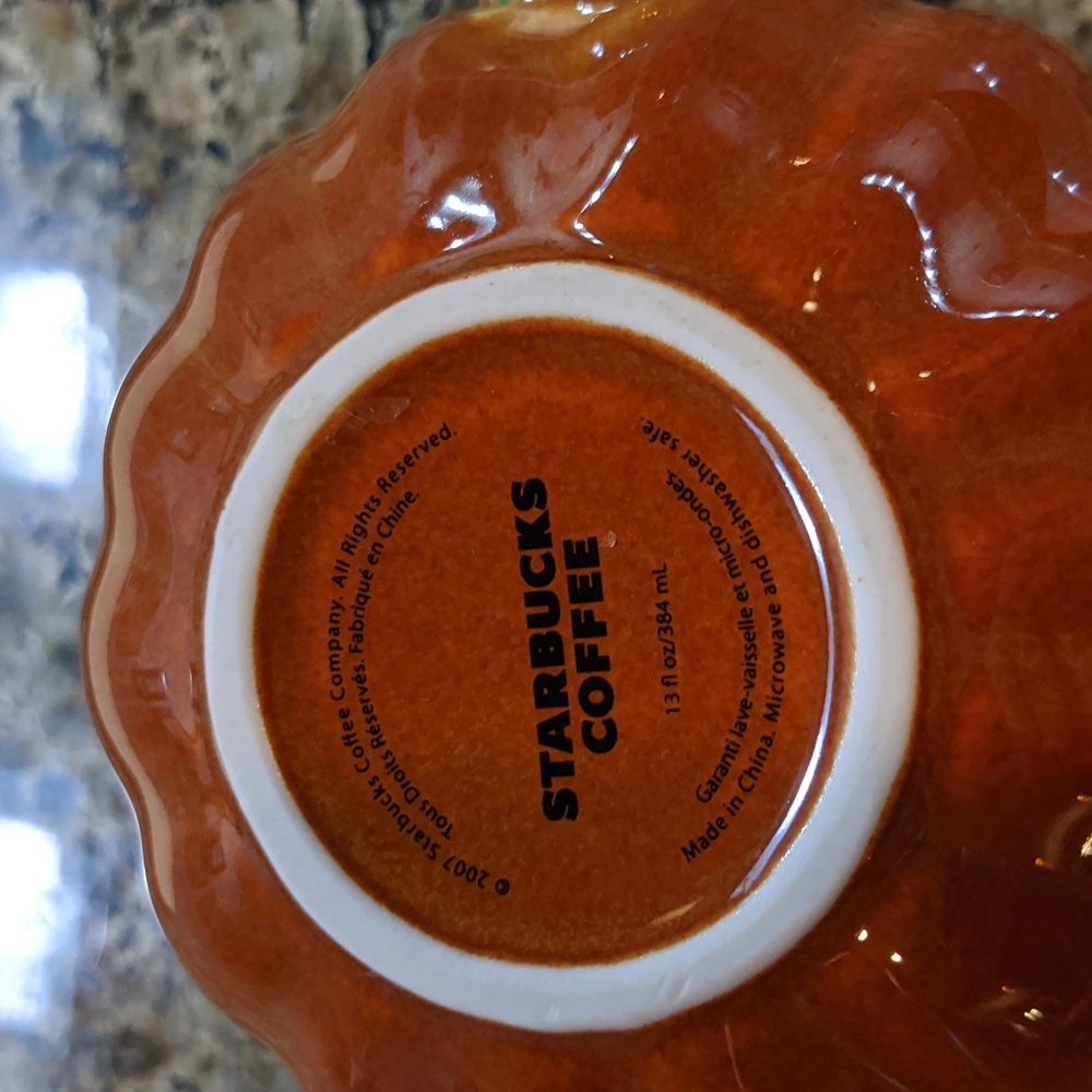 Starbucks Pumpkin Coffee Mug Twisted Vine Handle Autumn Fall 13oz 2007 - Picture 4 of 5